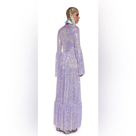ELECTRIC DAZE SEQUIN DUSTER IN LIGHT PURPLE - Picture 11 of 12